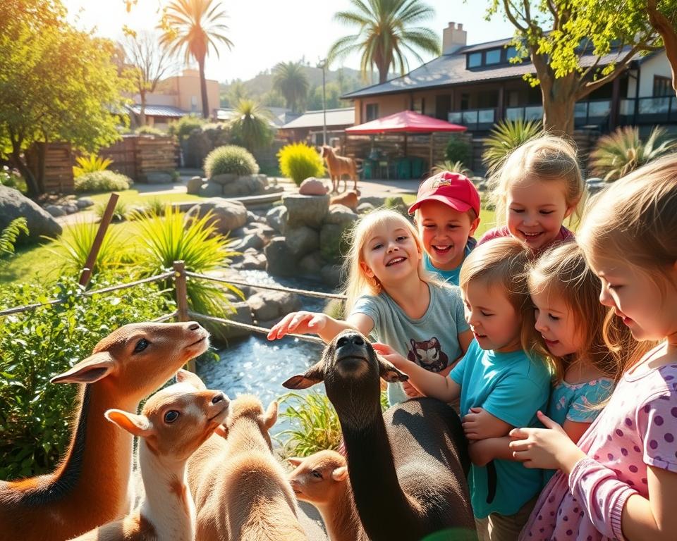 Kinder im Streichelzoo Oasis Park